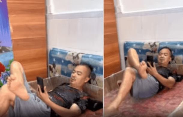 Man's Ingenious Bed-Side Water Box Chillout